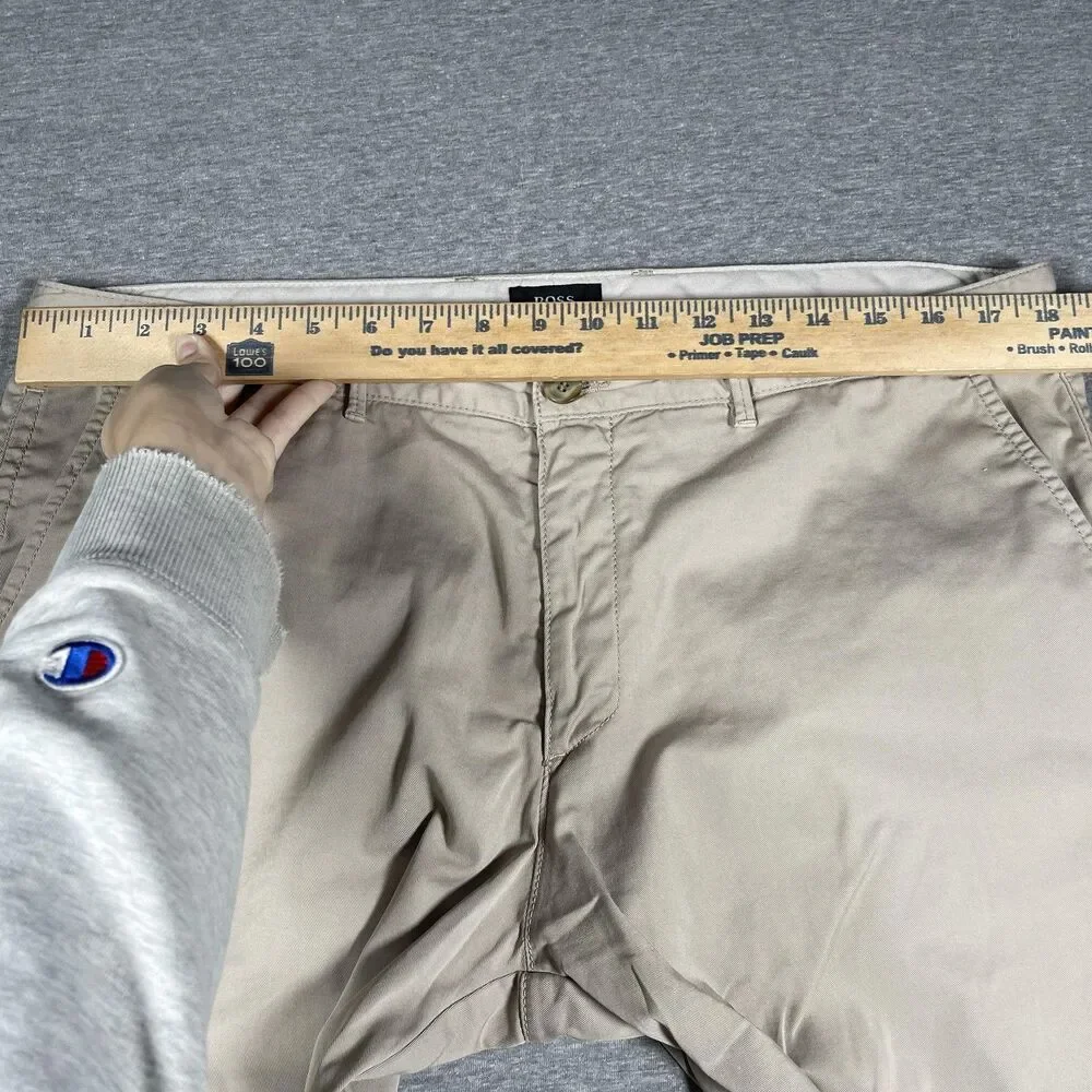 Hugo Boss Chino Pants Mens 38 R Beige Slim Stretch Cotton Blend Casual